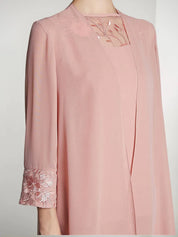 Tailleur-pantalon en mousseline à manches longues pour mère de la mariée avec veste 