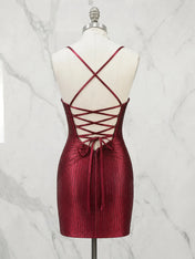 Sweetheart Spaghetti Strap Beaded Mini Dress Homecoming Dresses