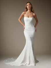 White Mermaid Off The Shoulder Floral Jacquard Wedding Dress