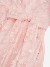 Light Pink Embroidered V Neck Sleeveless A-Line Midi Dress