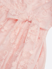 Light Pink Embroidered V Neck Sleeveless A-Line Midi Dress