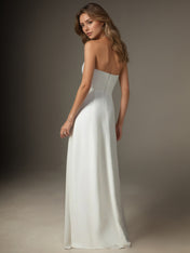 White A-Line Strapless Chiffon Wedding Dress