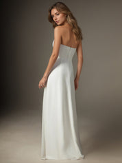 White A-Line Strapless Chiffon Wedding Dress
