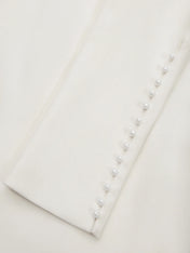 White Bow Long Sleeve Sheath Midi Dress
