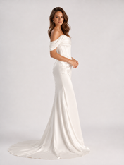 Sleek Satin Sheath Wedding Dress with Sweep Train