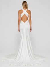 Sleek Halter Satin Mermaid Wedding Dress with Sweep Train