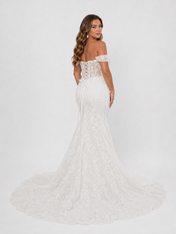 Elegant Off-the-Shoulder Corset Lace Mermaid Wedding Dress with Chapel Train