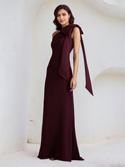 Trumpet/Mermaid One Shoulder Floor Length Stretch Crepe Dress With Bow