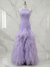 Lemon Halter Cascading Ruffle A-Line Evening Formal Gown Party Dress