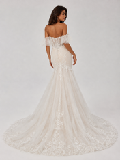 Elegant Off-the-Shoulder Corset Lace Mermaid Wedding Dress with Ruffled Sleeves and Chapel Train