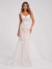 Elegant Sweetheart Neckline Lace Applique Mermaid Wedding Dress with Chapel Train