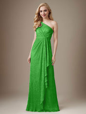 Ruby Sheath One Shoulder Metallic Mesh Dress Mother of the Bride Dress