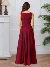 A-Line Square Neckline Lace Chiffon Mother of the Bride Dress