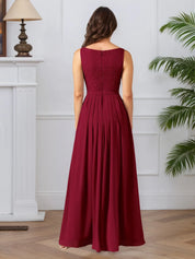 A-Line Square Neckline Lace Chiffon Mother of the Bride Dress