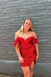 Sexy Red Mermaid Slit Homecoming Dresses To Impress