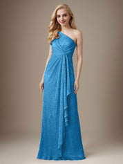 Robe fourreau Ruby asymétrique en maille métallisée pour mère de la mariée