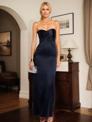 Navy Sheath/Column Sweetheart Neckline Sleeveless Satin Mother Of The Bride Dress