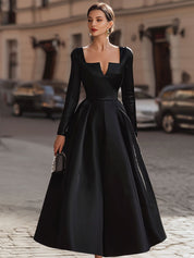 Fitted Bodice Black Gown With Volume