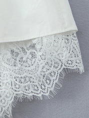 White Lace Trim Spaghetti Strap Midi Dress