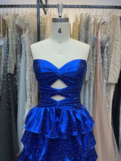 A Line Strapless Sweetheart Satin Prom Dress with Keyhole