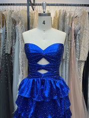 A Line Strapless Sweetheart Long Prom Dress with Keyhole