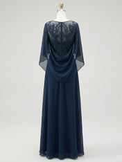 A-Line/Princess Scoop Floor-Length Mother of the Bride Dresses with Pleated & Sequins