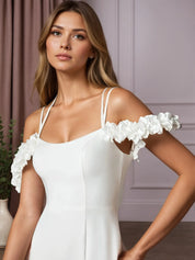 White Mermaid Convertible Crepe Back Satin Dress