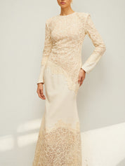 Ruskin Beige Embroidered Maxi Dress