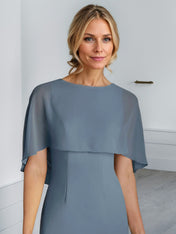 Sheath Scoop Floor-Length Chiffon Mother of the Bride Dress With Cascading Ruffles