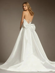 White Mermaid Strapless Bow Wedding Dress