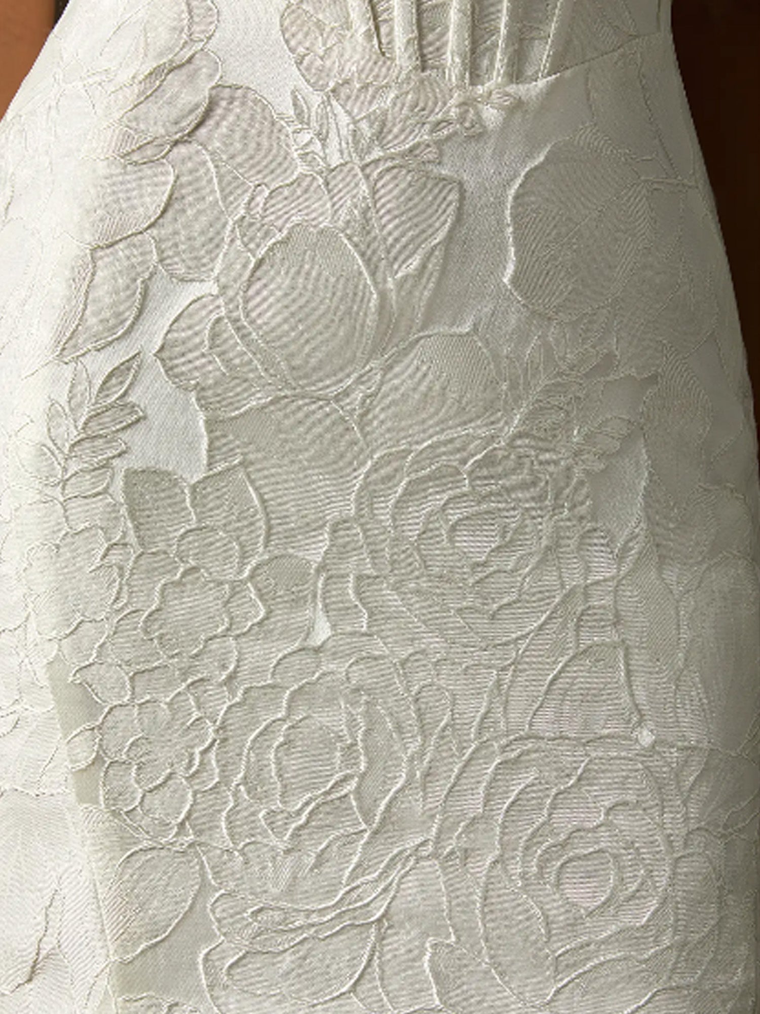 White Mermaid Strapless Floral Jacquard Wedding Dress