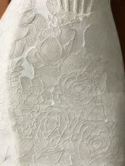 White Mermaid Strapless Floral Jacquard Wedding Dress