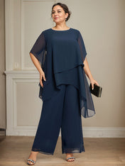 Separates Jumpsuit/Pantsuit Scoop Ankle-Length Chiffon Mother of the Bride Dress