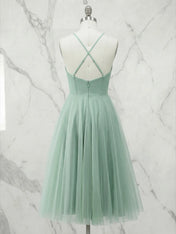 Sweetheart Ruched Tulle A-Line Midi Evening Dresses with Ruffle Trim