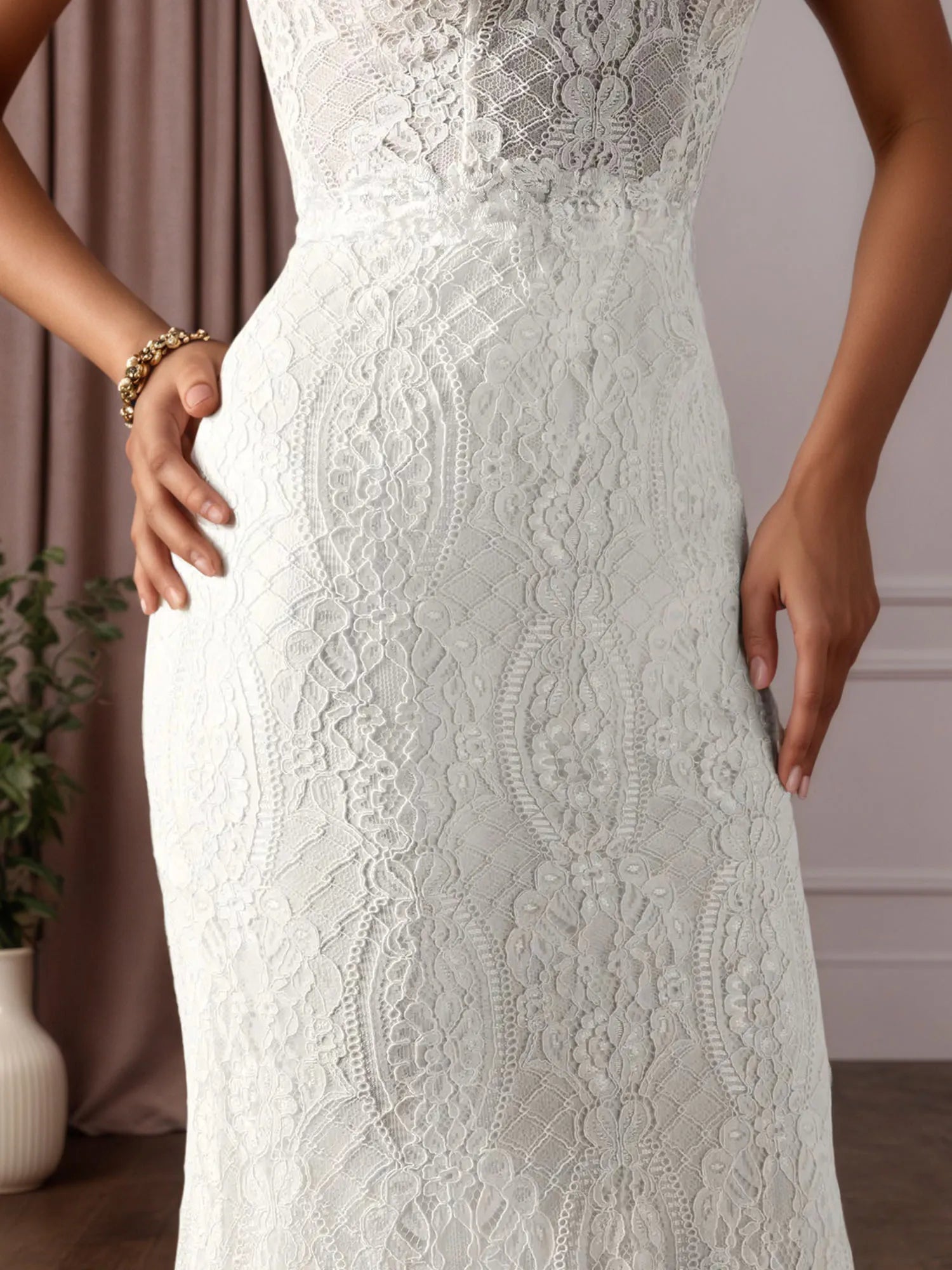 White Mermaid Lace Wedding Dress