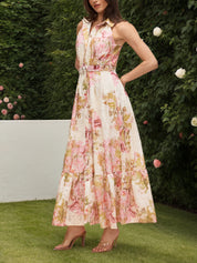 Multi Floral Print Broderie Maxi Dress