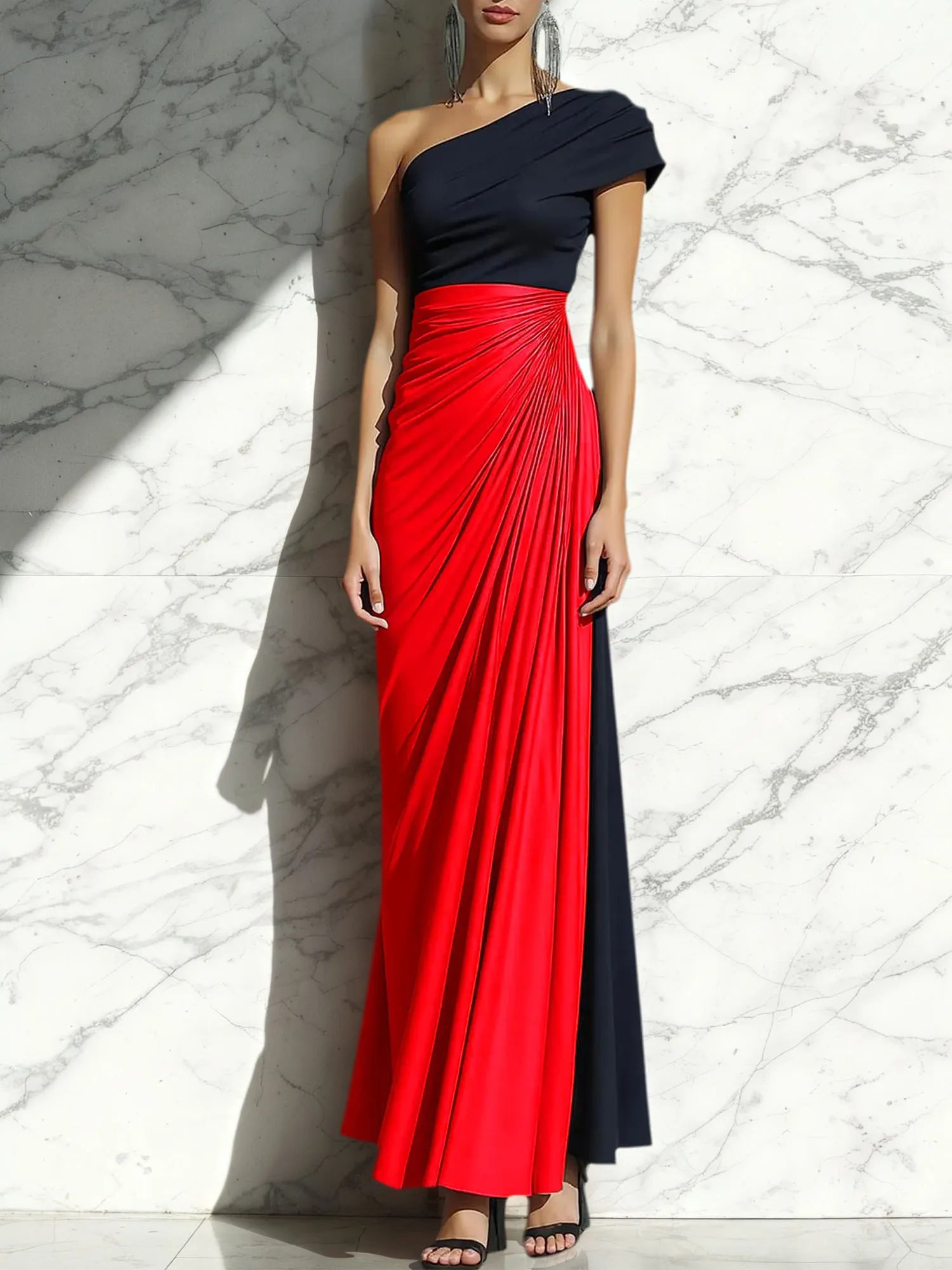 Sheath One Shoulder Ruched Maxi Formal Dress