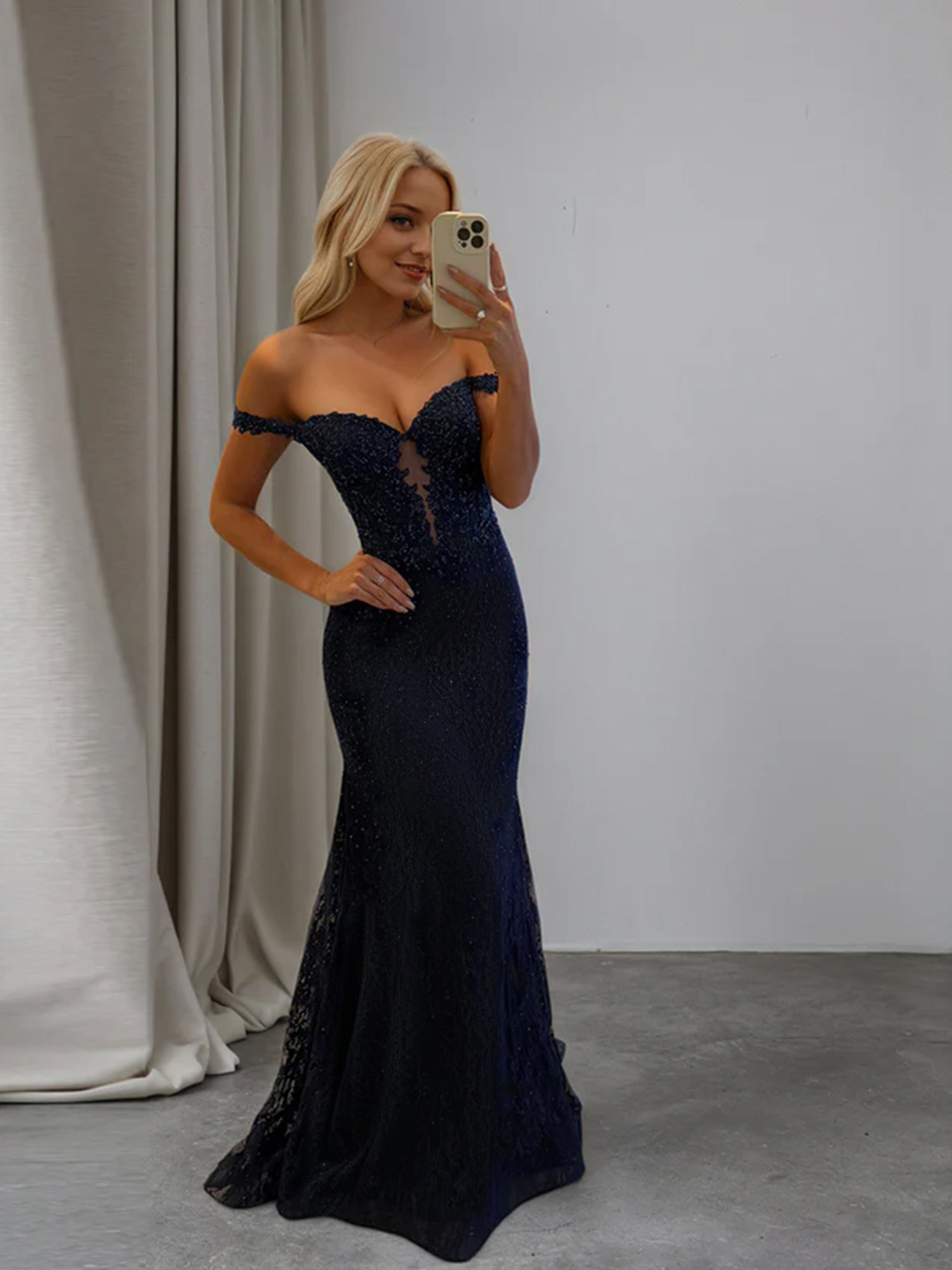 Sparkly Off the Shoulder Mermaid Corset Long Prom Dress