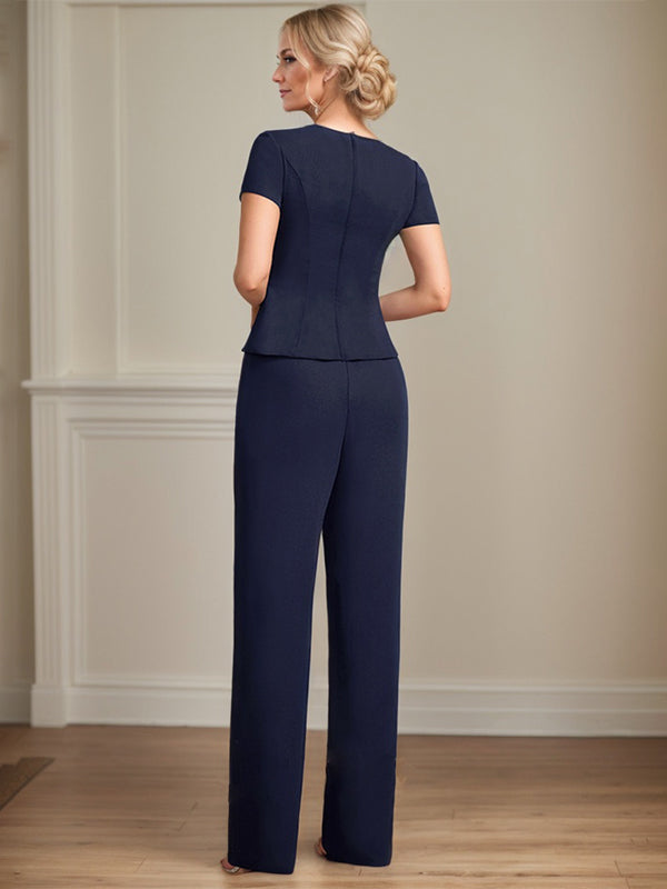 Separates Jumpsuit/Pantsuit V-Neck Floor-Length Chiffon Mother of the Bride Dress