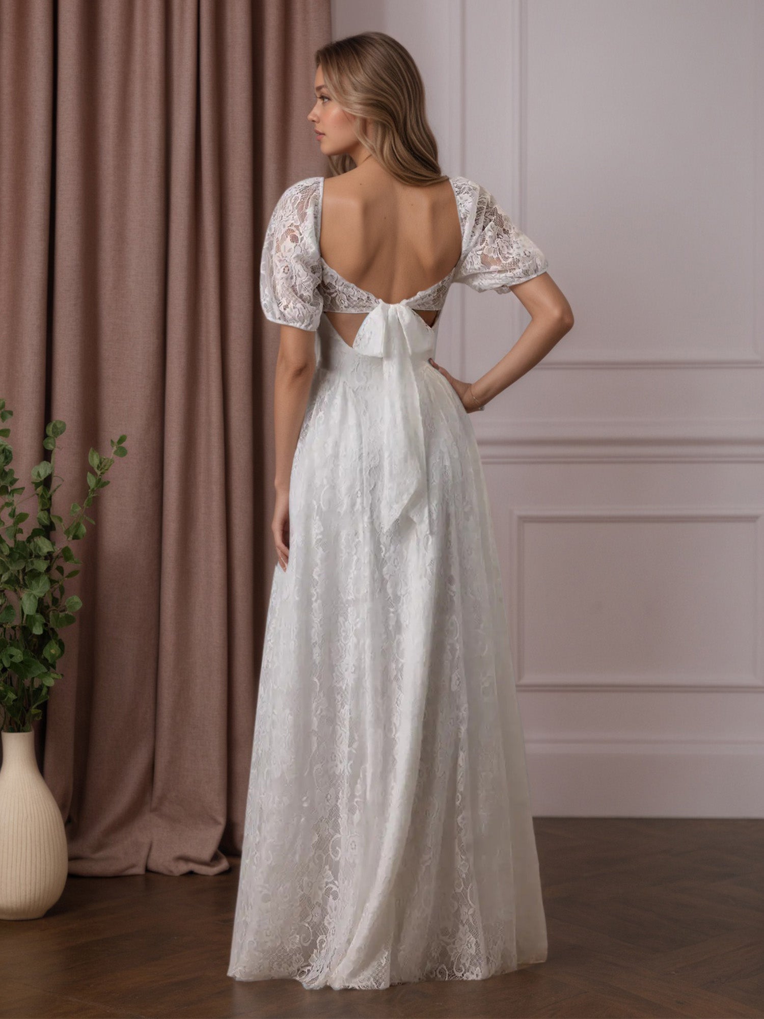 White A-Line Sweetheart Neckline Lace Wedding Dress