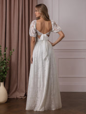 White A-Line Sweetheart Neckline Lace Wedding Dress