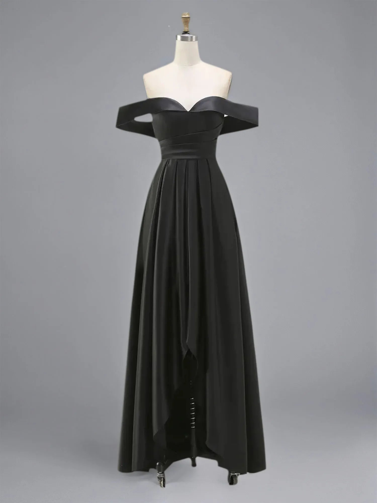 Formal Dress A Line Satin Off The Shoulder Slit Maxi Dress