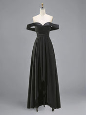 Formal Dress A Line Satin Off The Shoulder Slit Maxi Dress