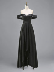 Formal Dress A Line Satin Off The Shoulder Slit Maxi Dress