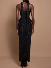 Off-Shoulder Bandage Top & Sequin Midi Skirt Set