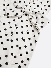 White Bow Printing Classic V Neck Sleeveless Sheath Midi Dress