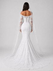 Elegant Lace Applique Off-the-Shoulder Mermaid Wedding Dress with Sweep Train