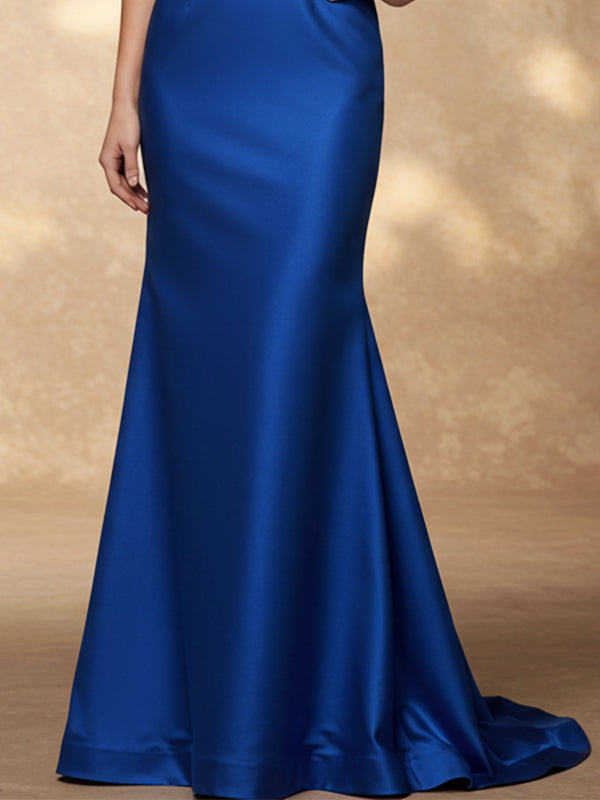 Royal Blue Mermaid Spaghetti Strap Sweetheart Floor-Length Satin Prom Dress