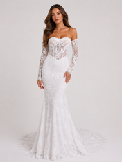 Elegant Off-the-Shoulder Corset Lace Mermaid Wedding Dress with Chapel Train