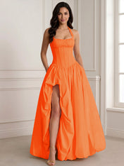 Glamorous Blush Pink Halter Corset Evening Paty Dress Gown